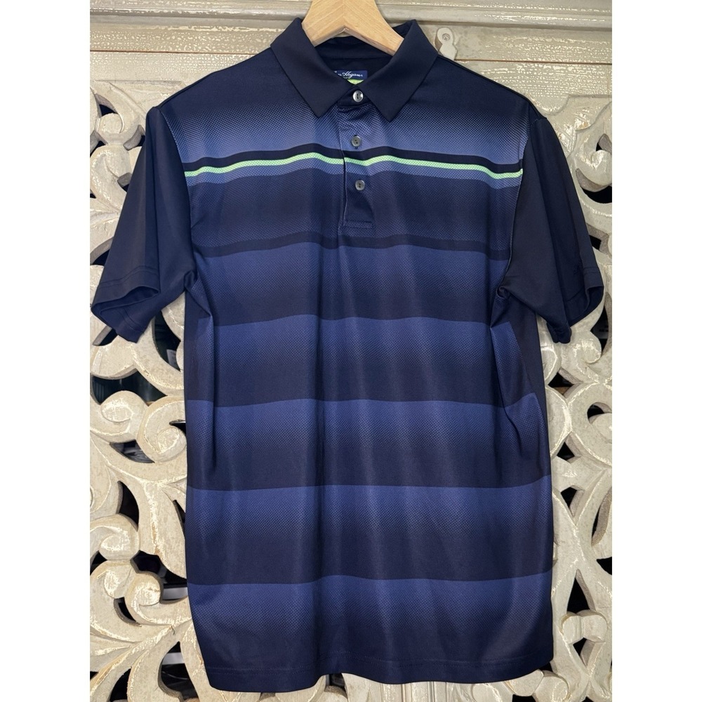 Ben Hogan Performance Golf Polo Shirt Mens Small Navy Blue Striped Stretch